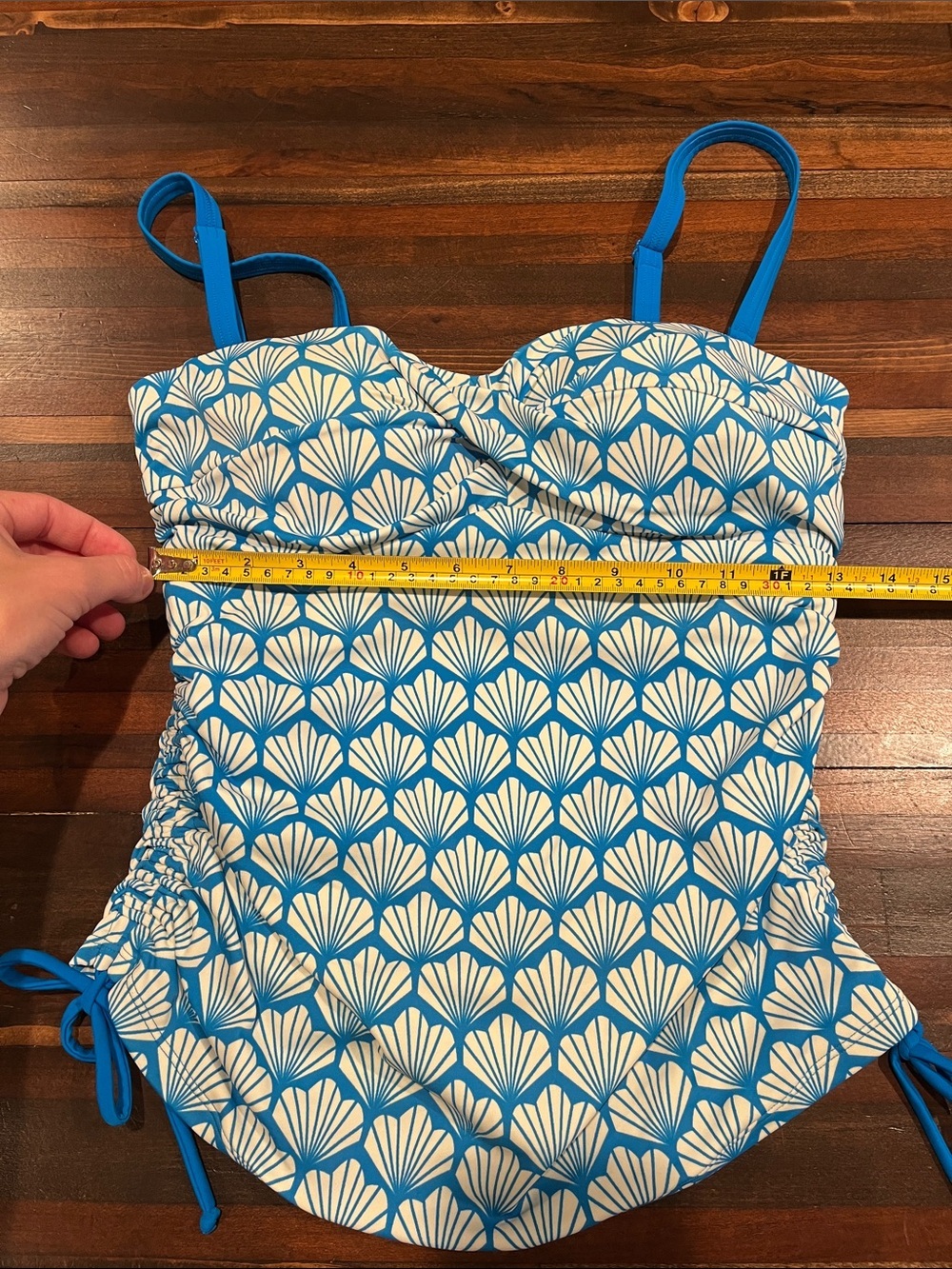 Boden Blue and White Shell-Print Tankini Top size 10 - Picture 4 of 4